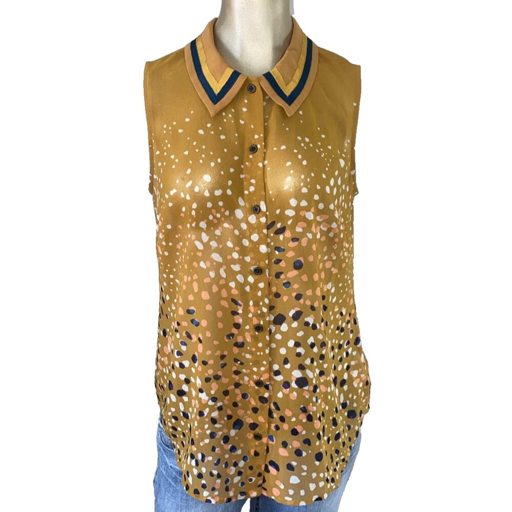 CABI Cheers Ombre Dot Multicolor Sleeveless Blouse #3436 Women Small